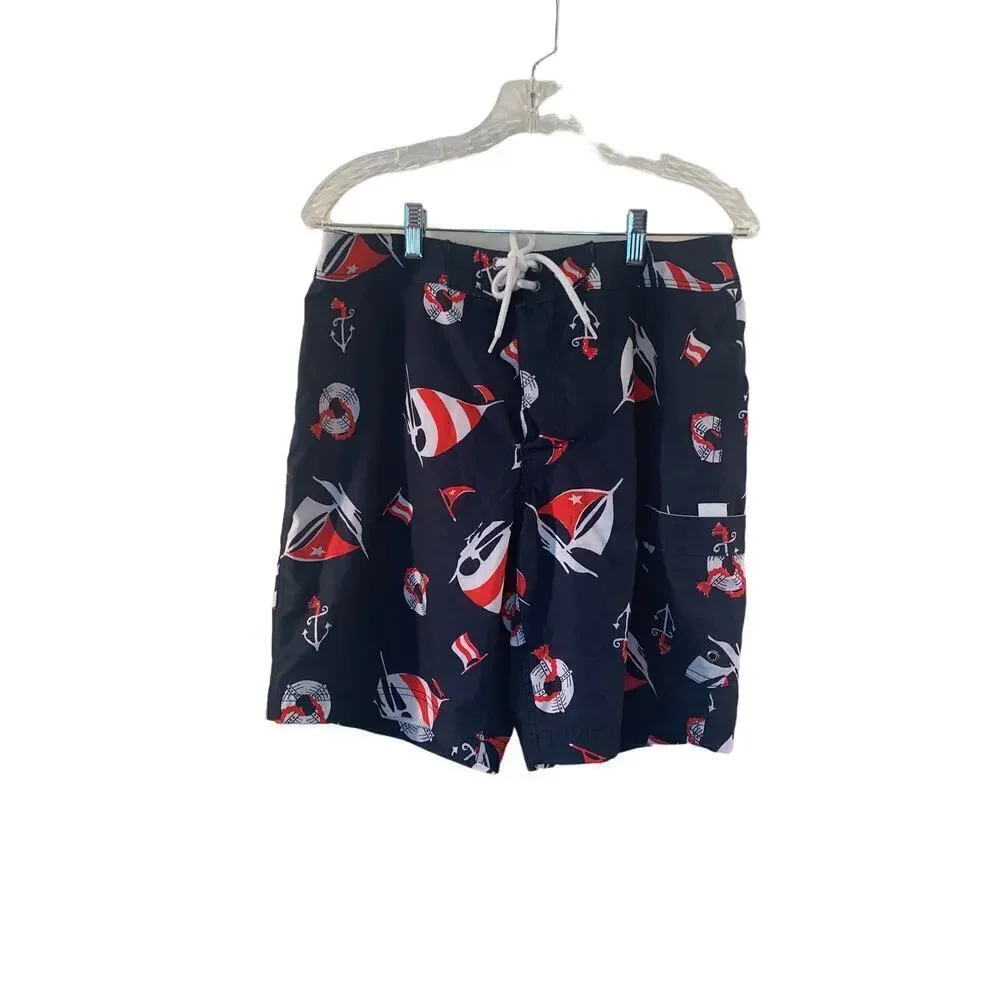 J. CREW Men’s Flex Line Swimwear Nautical Theme Board Shorts / Size: 31